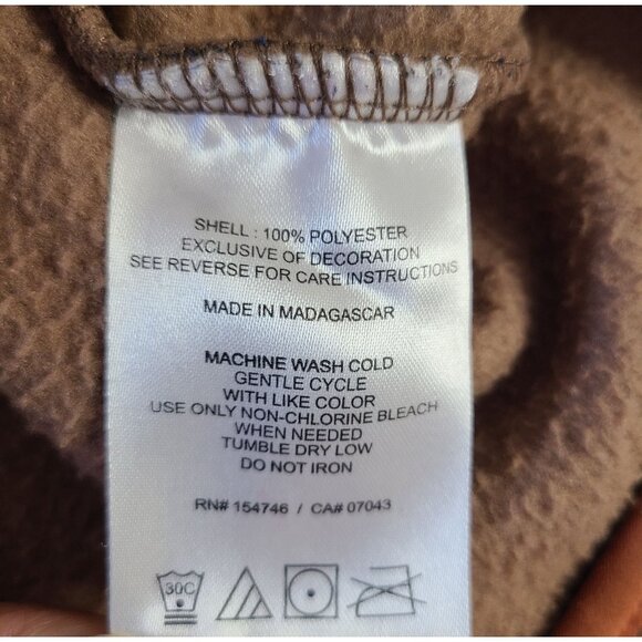 Mountain & Isles Tan And Navy Hooded Fleece Pullover Jacket XL 1/4 Zip Hoodie - Picture 6 of 8